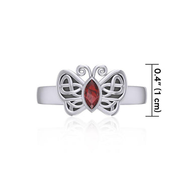 Silver Celtic Butterfly Ring with Marquise Gemstone TRI1907 - Jewelry